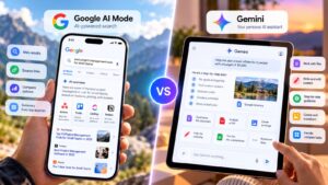 Google AI Mode compared with Gemini for web search, source-based answers, files, and assistant-style tasks