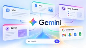 Google Gemini tools for chat, files, Deep Research, Canvas, and Google apps